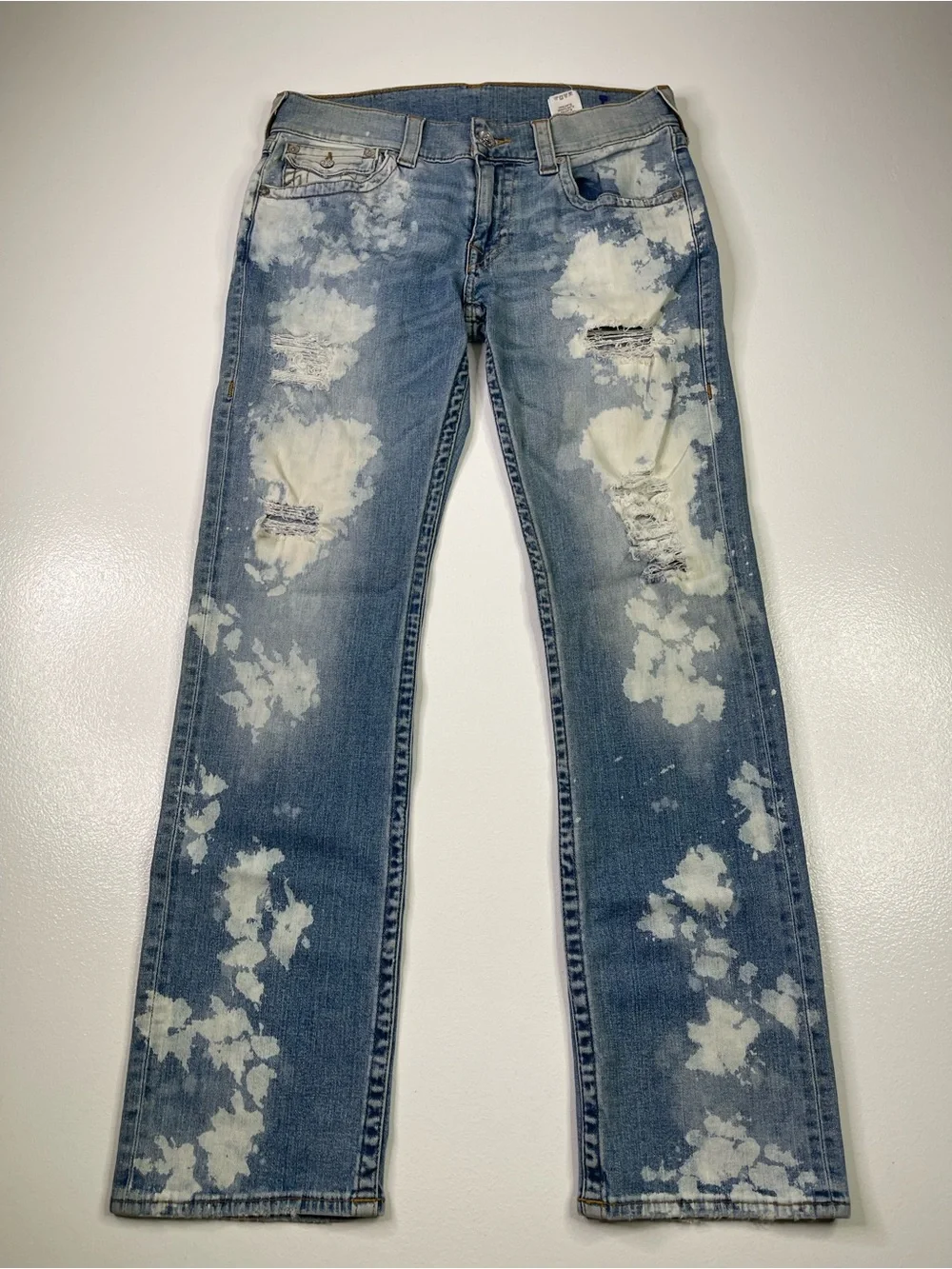 True Religion Section Straight Bleach Splatter Jeans Size 32